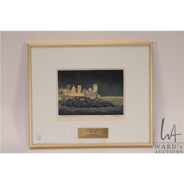 Weber, framed limited edition print "City Noctura' 149/150, hand signed and dated '85. Presented to 