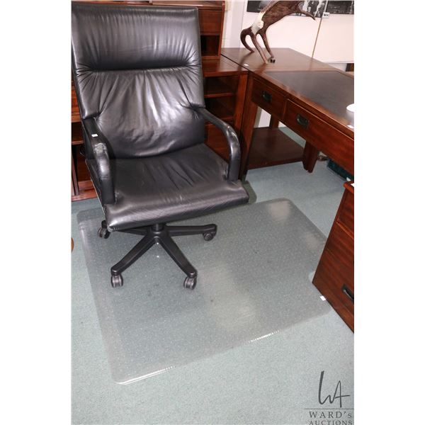 Krug Office Furniture Oval series leather office chair and a plastic floor protector