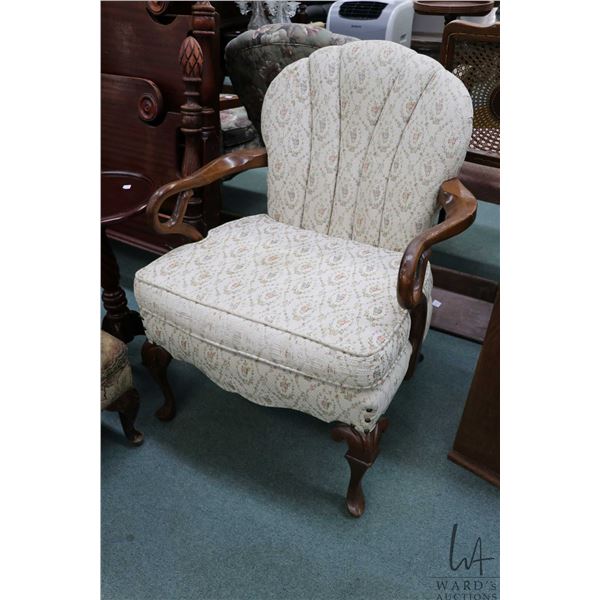 Vintage channel back chair with show wood