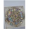 Image 2 : Vintage signed Sherman aurora borealis brooch with five pedals of marquis gemstones around large cen