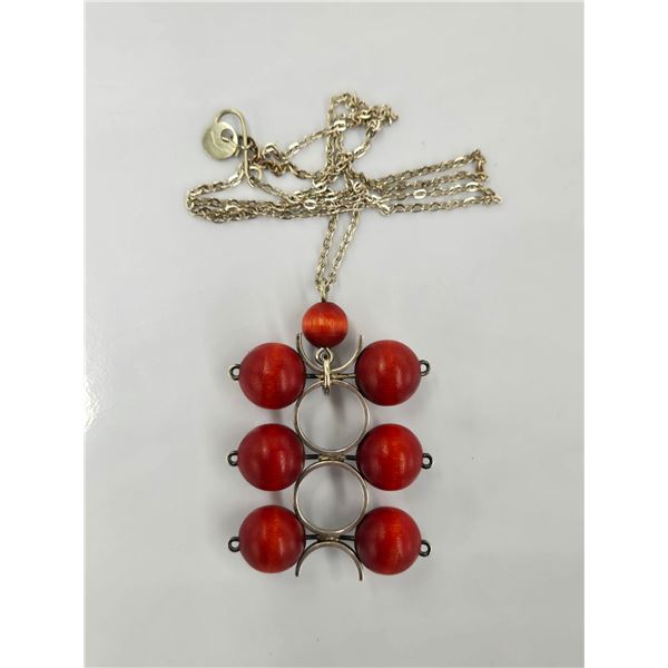 Vintage mid century Scandinavian silver necklace by Finland designer Kaija Aarikka, circa 1960-70s, 