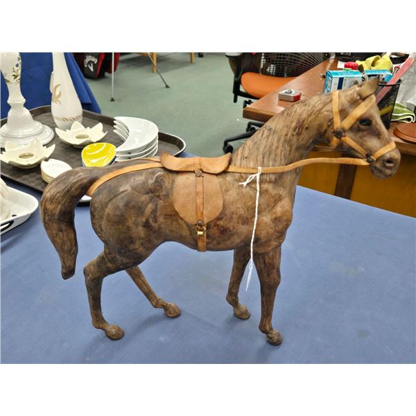 Indian made leather wrapped 13" horse with English riding saddle