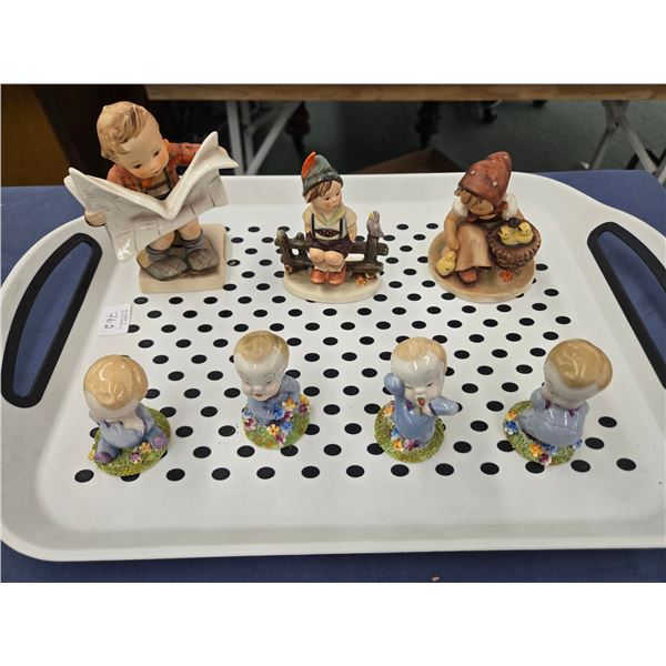 Selection of cabinet pieces including three Hummels, two with full Bee markings, Wades Whimsies incl