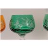 Image 2 : Seven Bohemian coloured cut to clear crystal hock wine glasses, each 7 3/4" in height