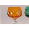 Image 3 : Seven Bohemian coloured cut to clear crystal hock wine glasses, each 7 3/4" in height