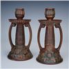 Image 1 : 2pc Weller Pottery Clarmont Candle Holder Set, Arts & Crafts Design