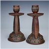 Image 2 : 2pc Weller Pottery Clarmont Candle Holder Set, Arts & Crafts Design