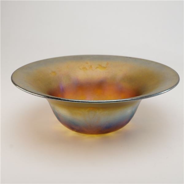 American Art Glass Iridescent Aurene-Style Finish Bowl
