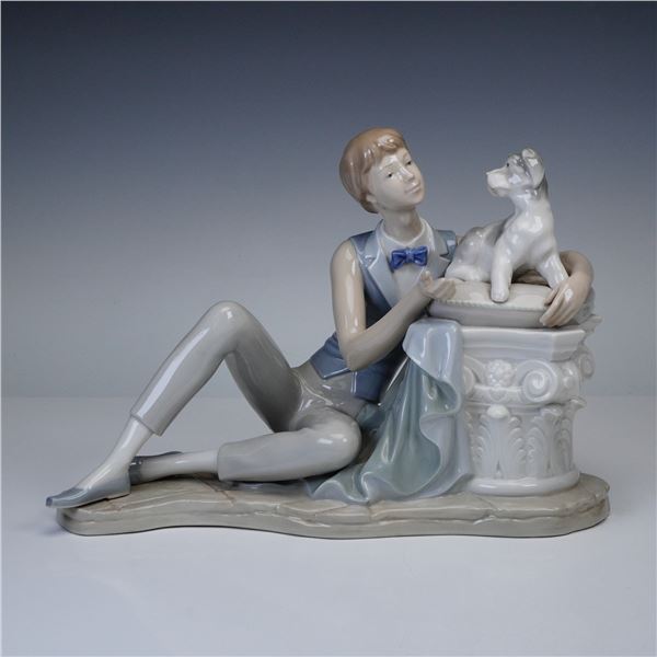 Nao by Lladro Porcelain Figurine, Boy Sitting with Dog