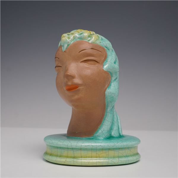 Goldscheider Figurine/Bust Art Deco Lady, Mint Green Hair