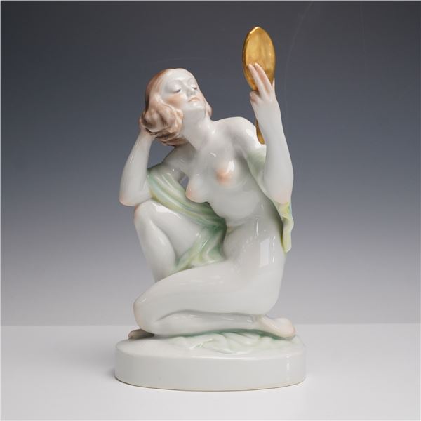 Herend Porcelain Figurine, Glamour Lady with Mirror 5724