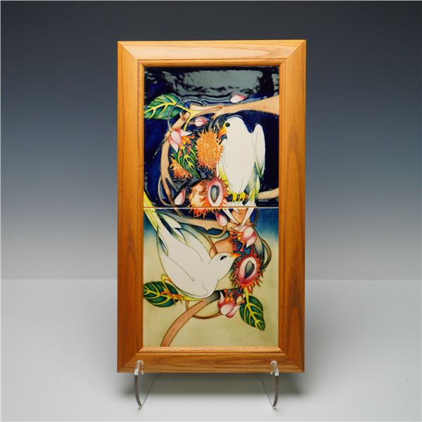Moorcroft Double Plaque by Emma Bossons, Birds of Paradise, Framed