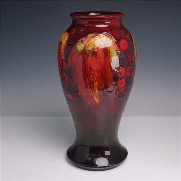 Moorcroft Pottery Large Flambe Vase, Leaves and Berries