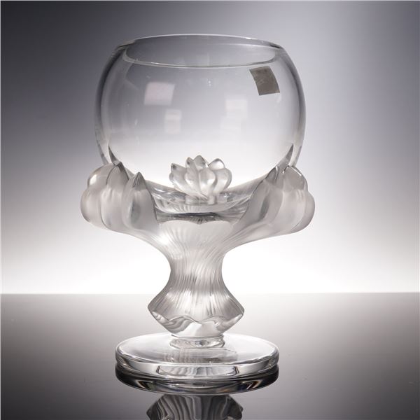 Lalique Crystal Flower Vase, Baghera