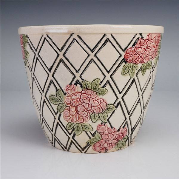 Weller Pottery Jardiniere with Floral Trellis Design