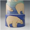 Image 3 : Dennis Chinaworks Pottery by Sally Tuffin Candlestick, Polar Bear on Blue