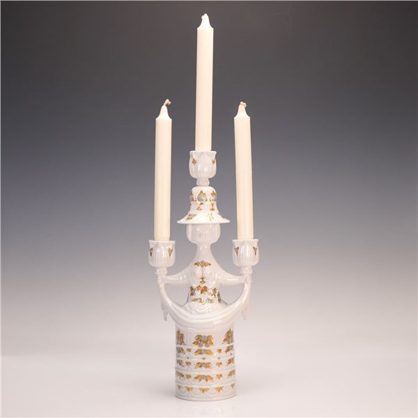 Rosenthal Bjorn Wiinblad Three Candle Porcelain Candelabra with Candles