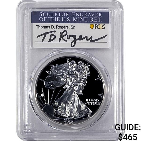 1999-P Silver Eagle PCGS PR70 DCAM Thomas D Rogers