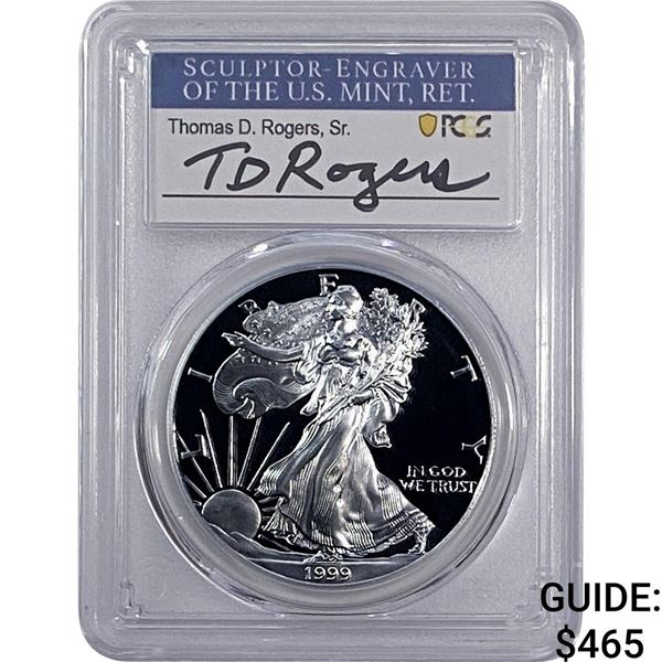 1999-P Silver Eagle PCGS PR70 DCAM Thomas D Rogers