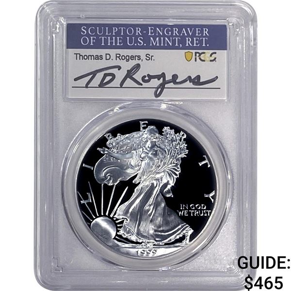 1999-P Silver Eagle PCGS PR70 DCAM Thomas D Rogers