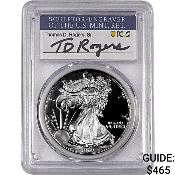 1999-P Silver Eagle PCGS PR70 DCAM Thomas D Rogers