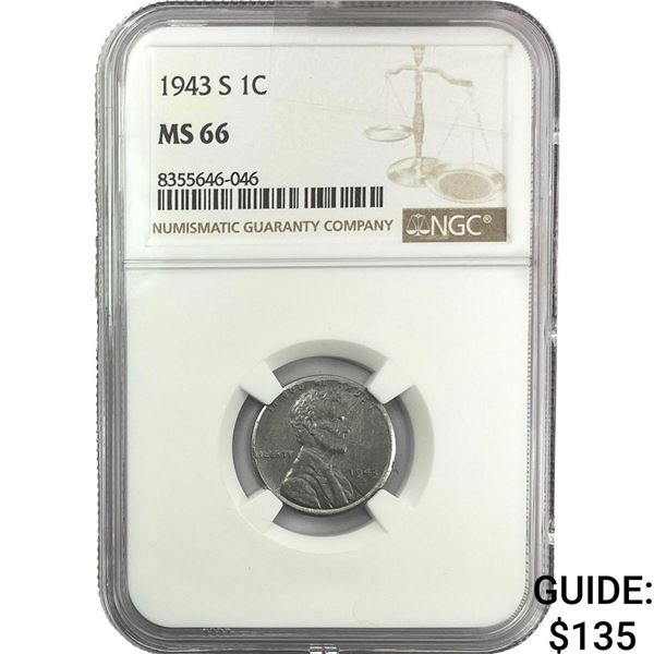 1943-S Wheat Cent NGC MS66