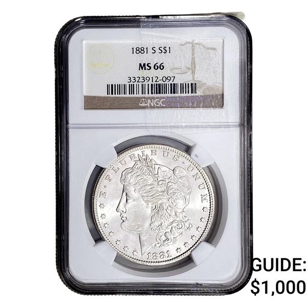 1881-S Morgan Silver Dollar NGC MS66