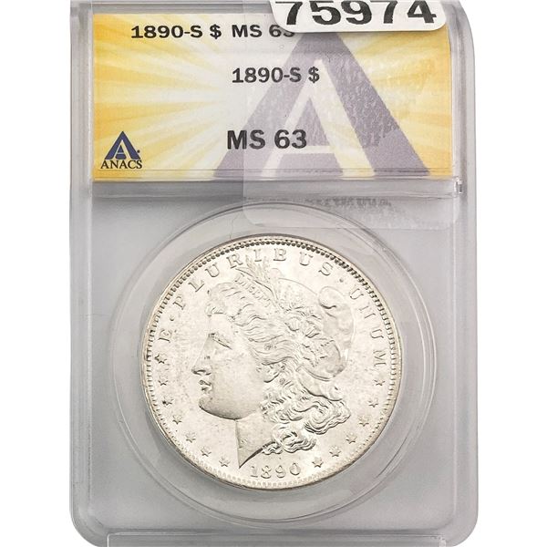 1890-S Morgan Silver Dollar ANACS MS63