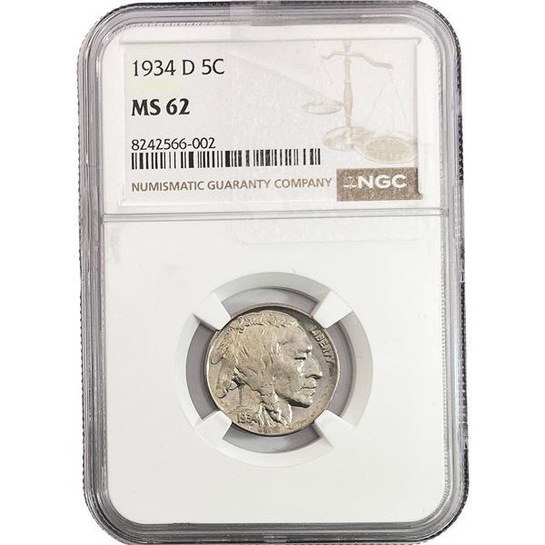 1934-D Buffalo Nickel NGC MS62