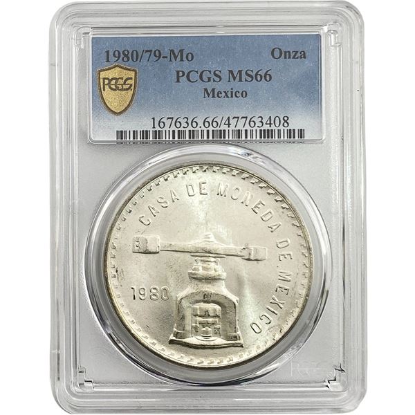 1980/79-Mo Una Onza Troy De Plata Pura  Mexico PCGS MS66
