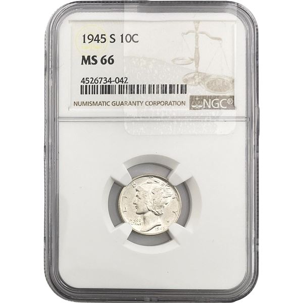 1945-S Mercury Silver Dime NGC MS66