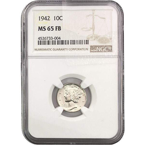 1942 Mercury Silver Dime NGC MS65 FB