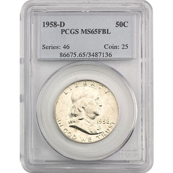 1958-D Franklin Half Dollar PCGS MS65 FBL