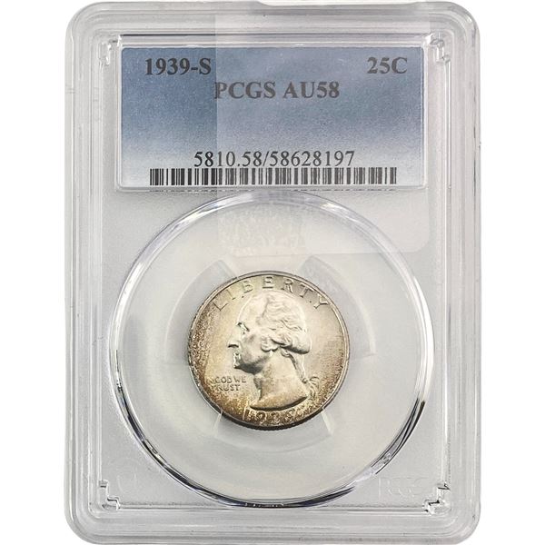 1939-S Washington Silver Quarter PCGS AU58