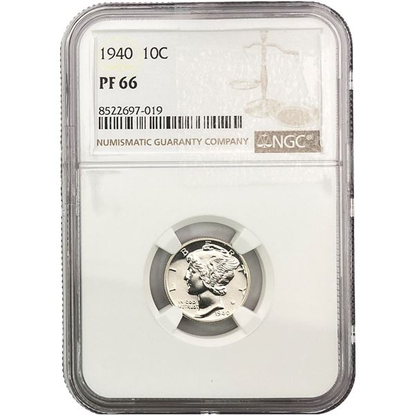 1940 Mercury Silver Dime NGC PF66