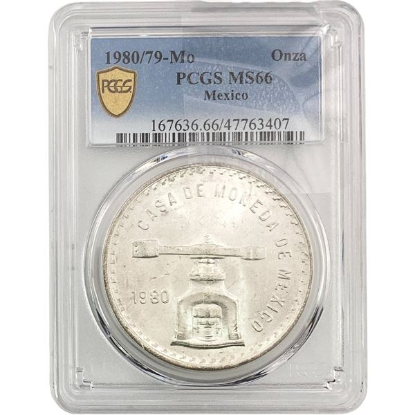 1980/79-Mo Una Onza Troy De Plata Pura  Mexico PCGS MS66