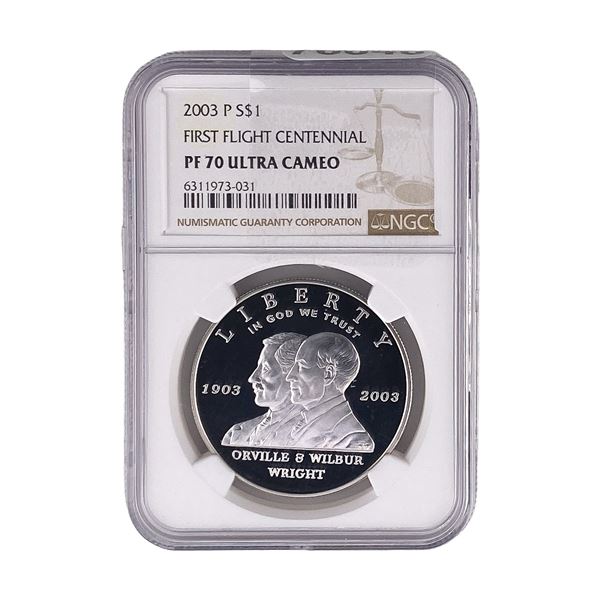 2003-P Sliver$1 First Flight Centennial NGC PF70 Ultra Cameo