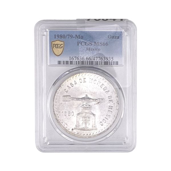 1980/79-Mo Una Onza Troy De Plata Pura  Mexico PCGS MS66