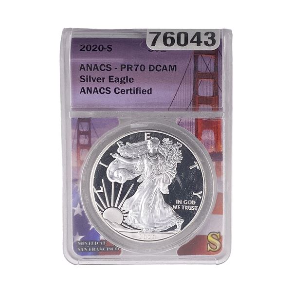 2020-S Silver Eagle ANACS PR70 DCAM