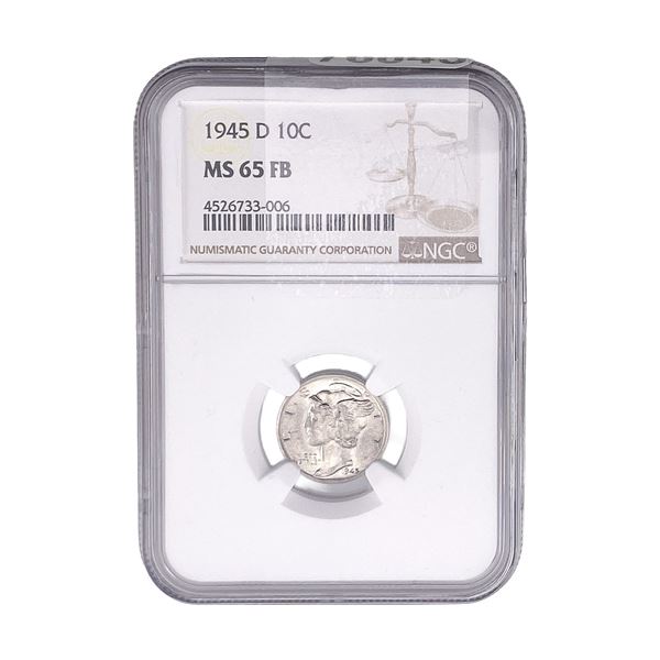 1945-D Mercury Silver Dime NGC MS65 FB