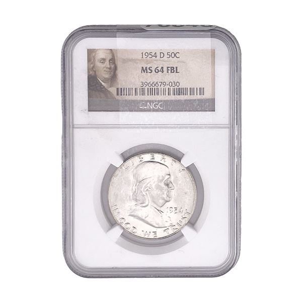 1954-D Franklin Half Dollar NGC MS64 FBL