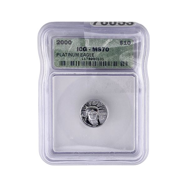 2000 Platinum $10 Liberty 1/10oz ICG MS70