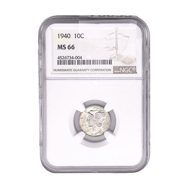 1940 Mercury Silver Dime NGC MS66