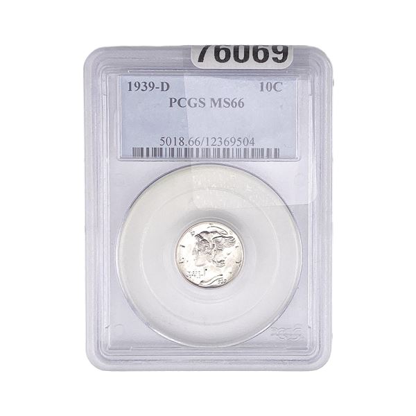 1939-D Mercury Silver Dime PCGS MS66