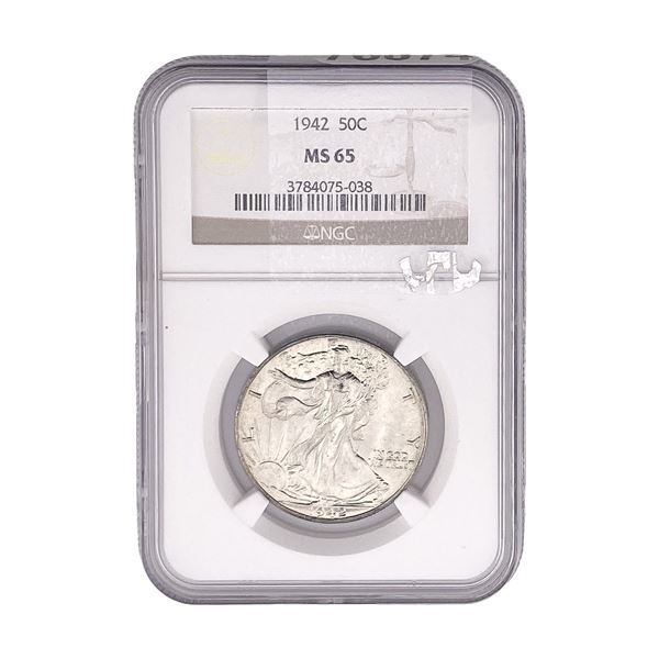 1942 Walking Liberty Half Dollar NGC MS65