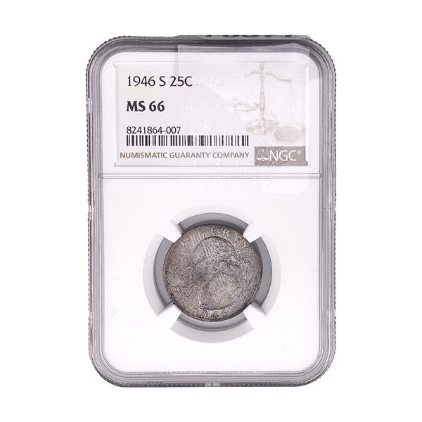 1946-S Washington Silver Quarter NGC MS66