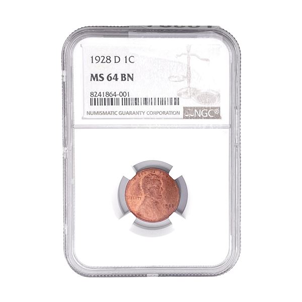 1928-D Wheat Cent NGC MS64 BN