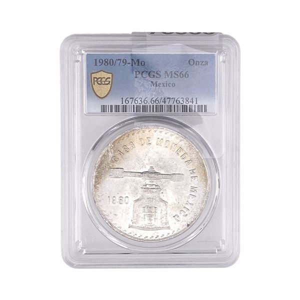 1980/79-Mo Una Onza Troy De Plata Pura  Mexico PCGS MS66