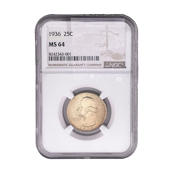 1936 Washington Silver Quarter NGC MS64