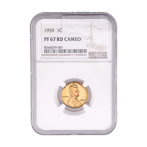 1959 Wheat Cent NGC PF67 RD Cameo